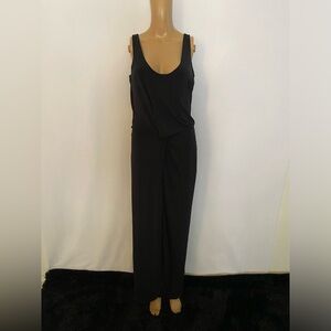 Halston heritage black long sleeveless dress with high slit & knot twist dress
